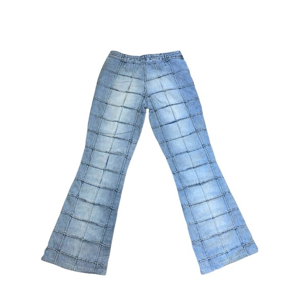 Vintage Y2K Younique Sz 3 Windowpane Exposed Seam Flare Cotton Poly Blen… - Picture 2 of 10